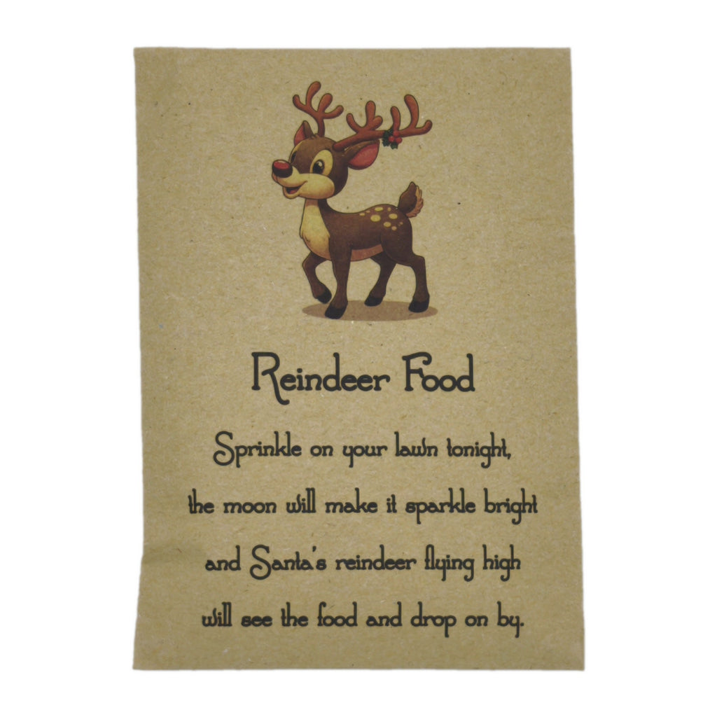 Magical Reindeer Food kraft packet with the reindeer poem printed on the front