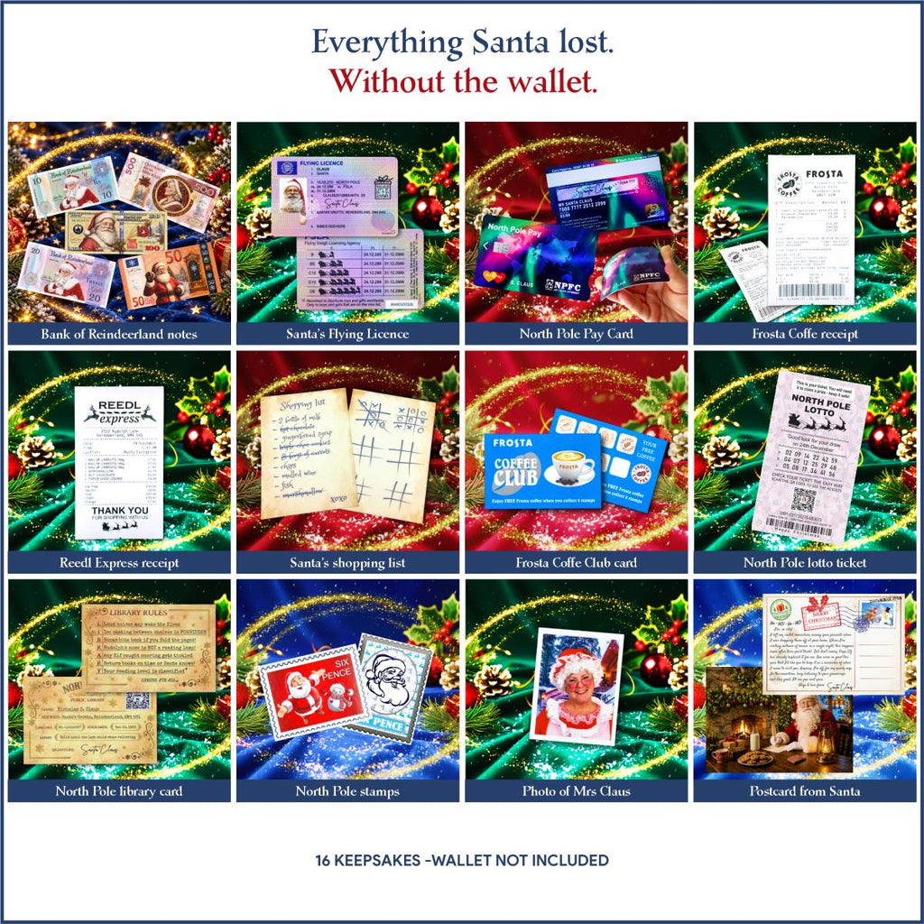 Santa's Lost Belongings: photos of all 16 keepsakes from Santa's wallet, wallet not included
