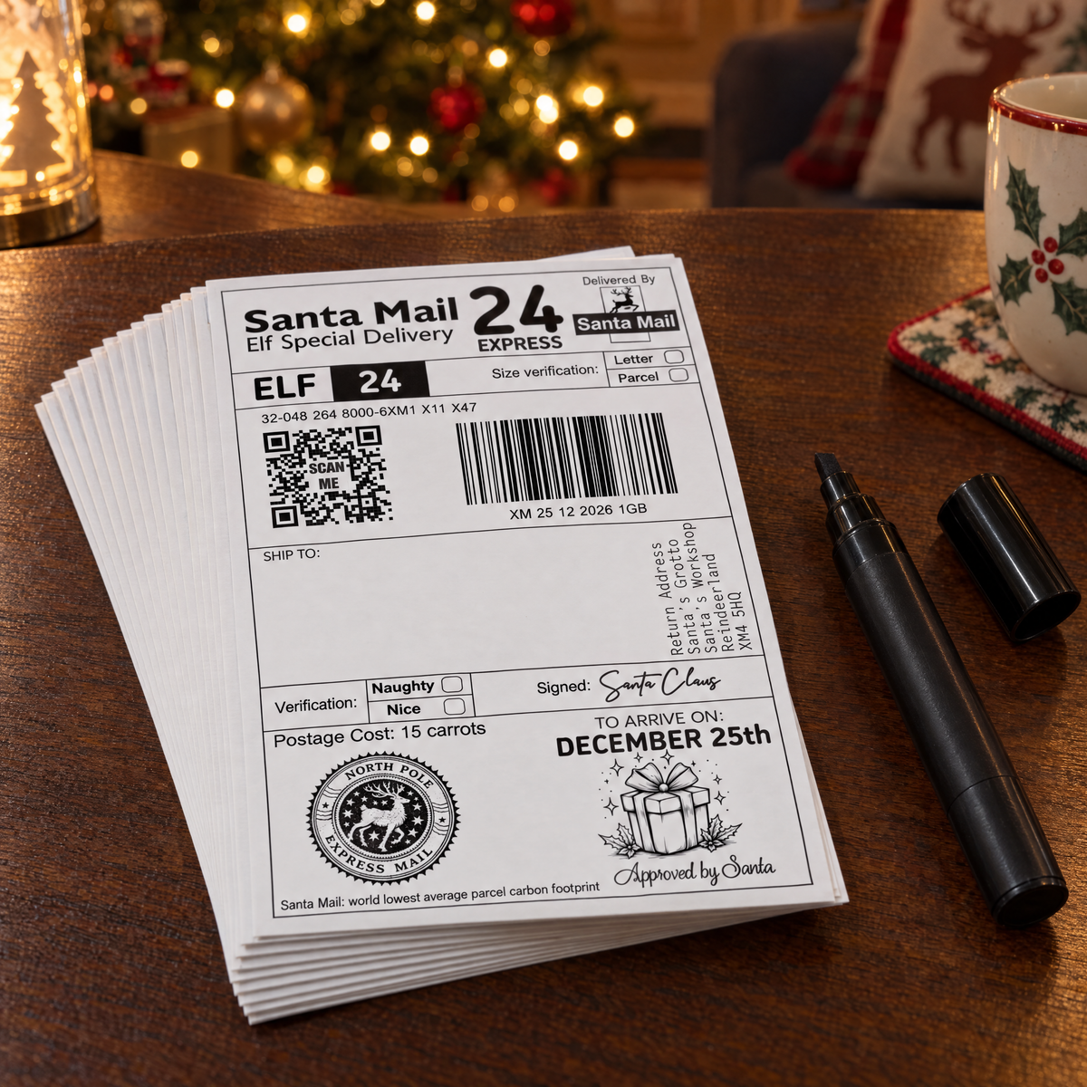 Santa Mail Present Labels (Pack of 10)